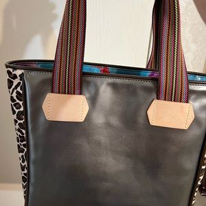 Consuela JAVIERA CLASSIC TOTE Black and leopard print handbag